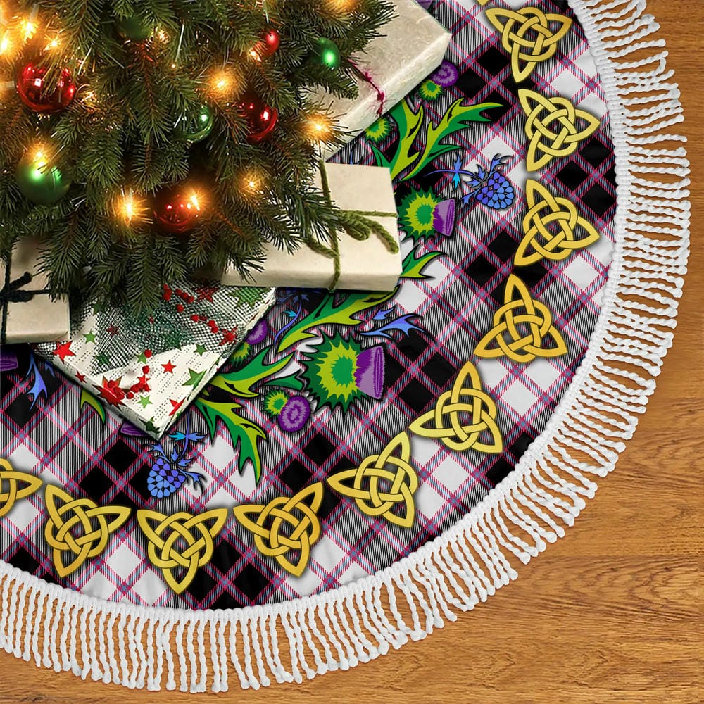 Scottish MacPherson Hunting Modern Tartan Thistle Celtic Knot Christmas Tree Skirt - Image 5