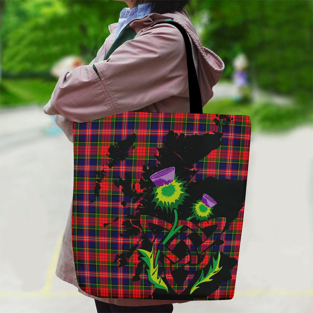 Scottish MacPherson Modern Tartan Canvas Bag With Shoulder Strap With Thistle - Image 2