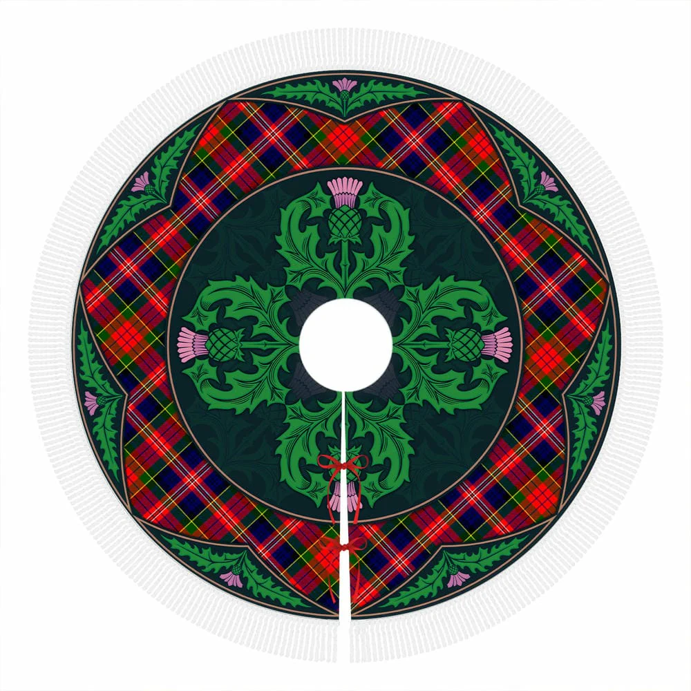 Scottish MacPherson Modern Tartan Christmas Tree Skirt Old Scottish Thistle Flower - Image 4