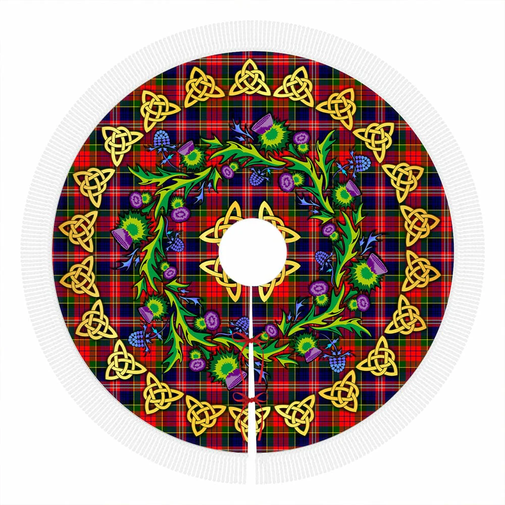 Scottish MacPherson Modern Tartan Thistle Celtic Knot Christmas Tree Skirt - Image 4