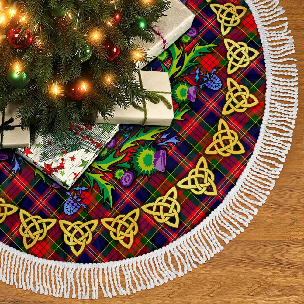 Scottish MacPherson Modern Tartan Thistle Celtic Knot Christmas Tree Skirt - Image 5