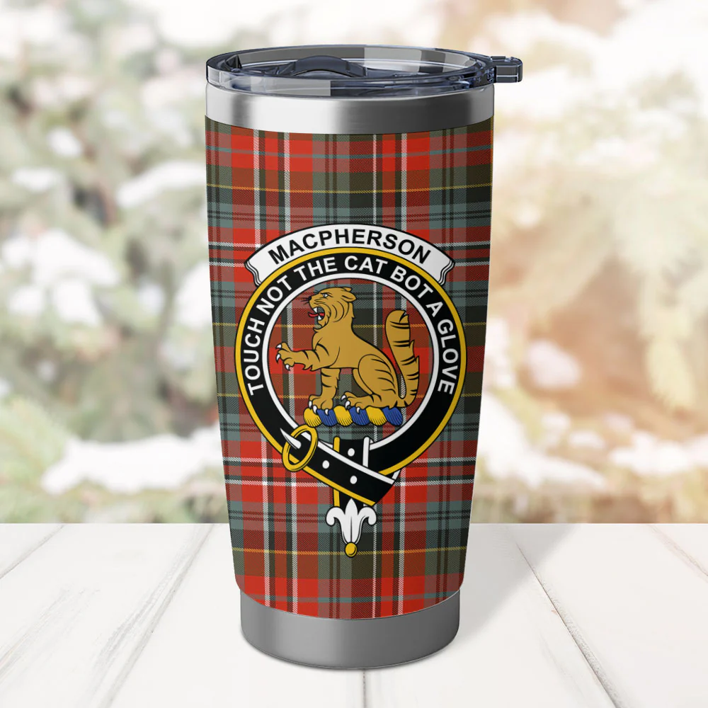 Scottish MacPherson Weathered Clan Badge Tartan Tumbler - Image 2
