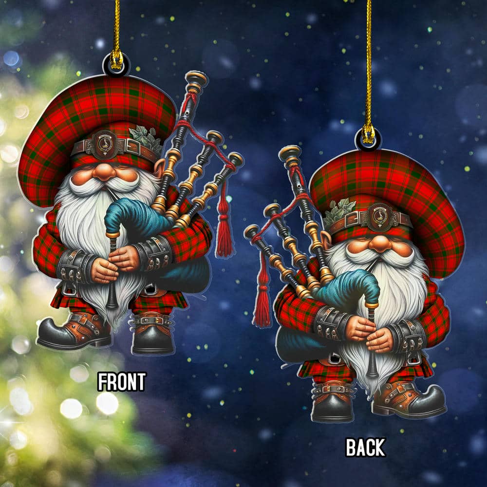 Scottish MacQuarrie Clan Badge Tartan Bagpiper Gnome Ornament - Image 2