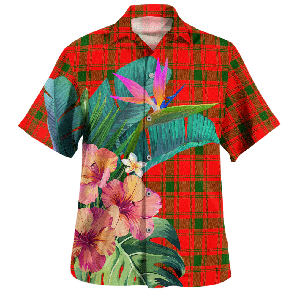 Scottish MacQuarrie Modern Clan Badge Tartan Hawaiian Shirt Bouquet Tropical Style - Image 2