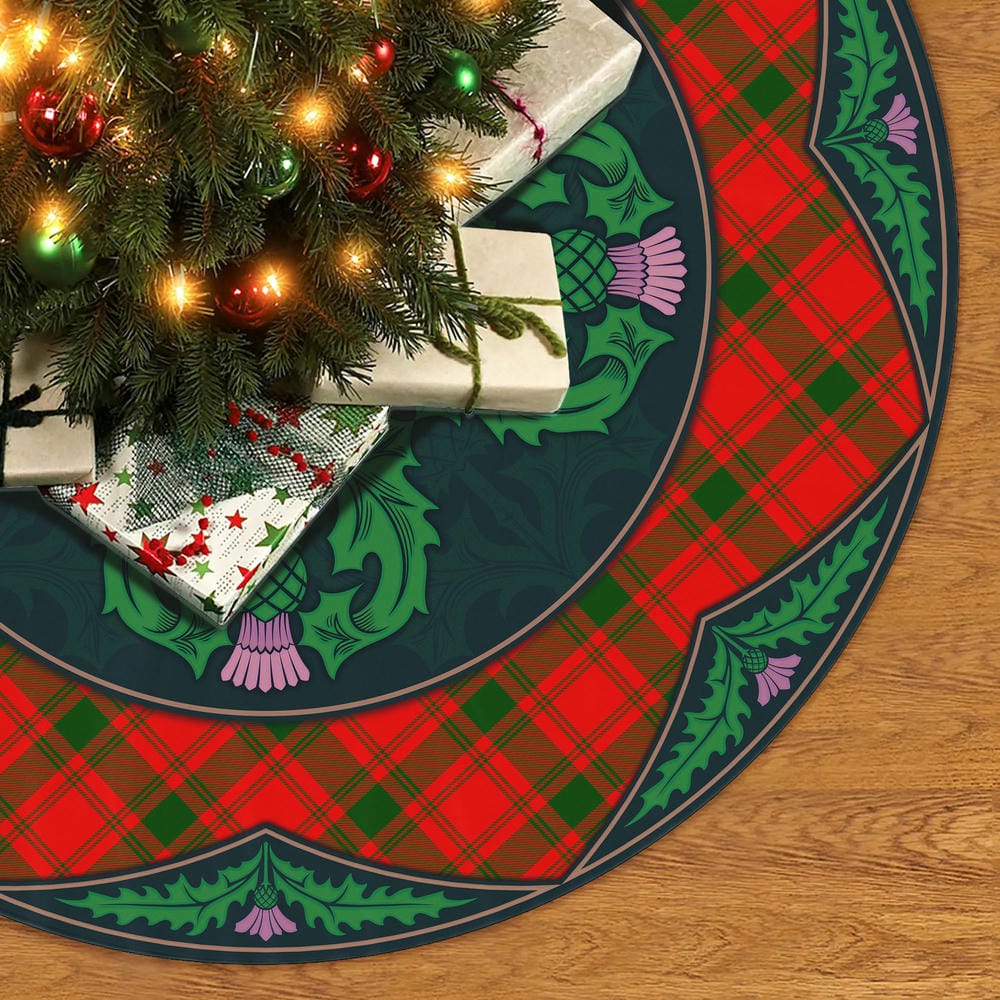 Scottish MacQuarrie Modern Tartan Christmas Tree Skirt Old Scottish Thistle Flower - Image 2