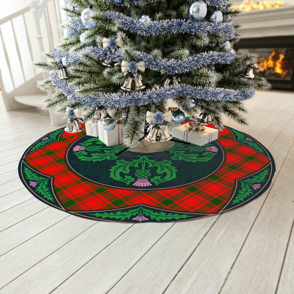 Scottish MacQuarrie Modern Tartan Christmas Tree Skirt Old Scottish Thistle Flower - Image 3