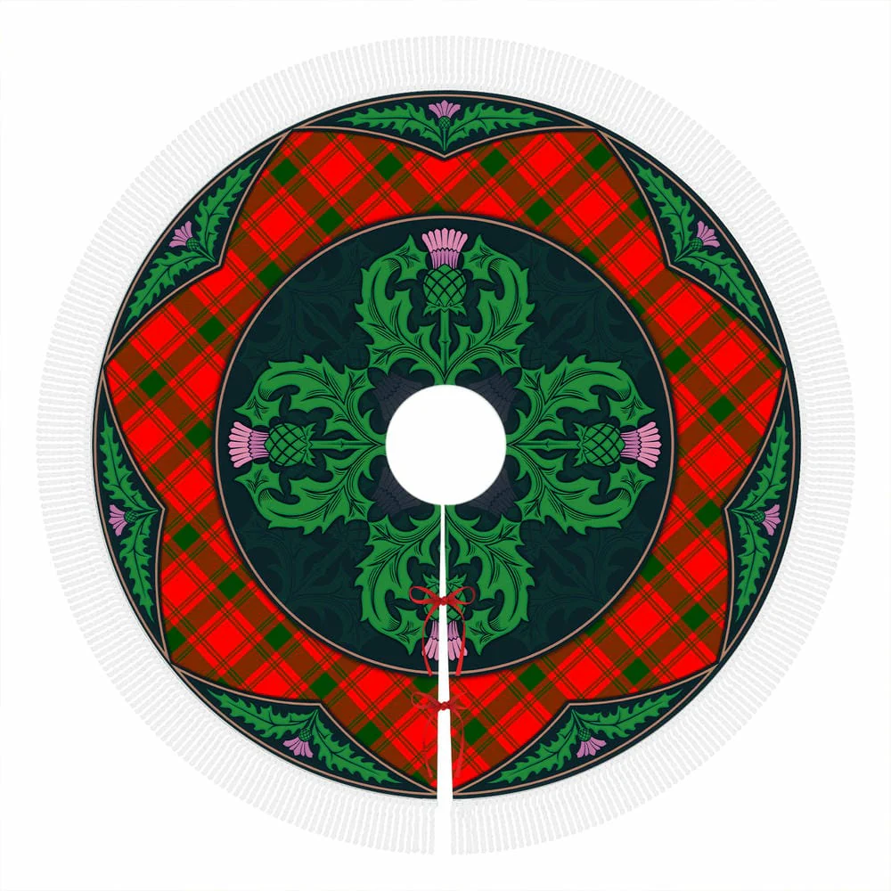 Scottish MacQuarrie Modern Tartan Christmas Tree Skirt Old Scottish Thistle Flower - Image 4