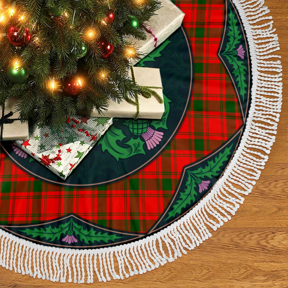 Scottish MacQuarrie Modern Tartan Christmas Tree Skirt Old Scottish Thistle Flower - Image 5