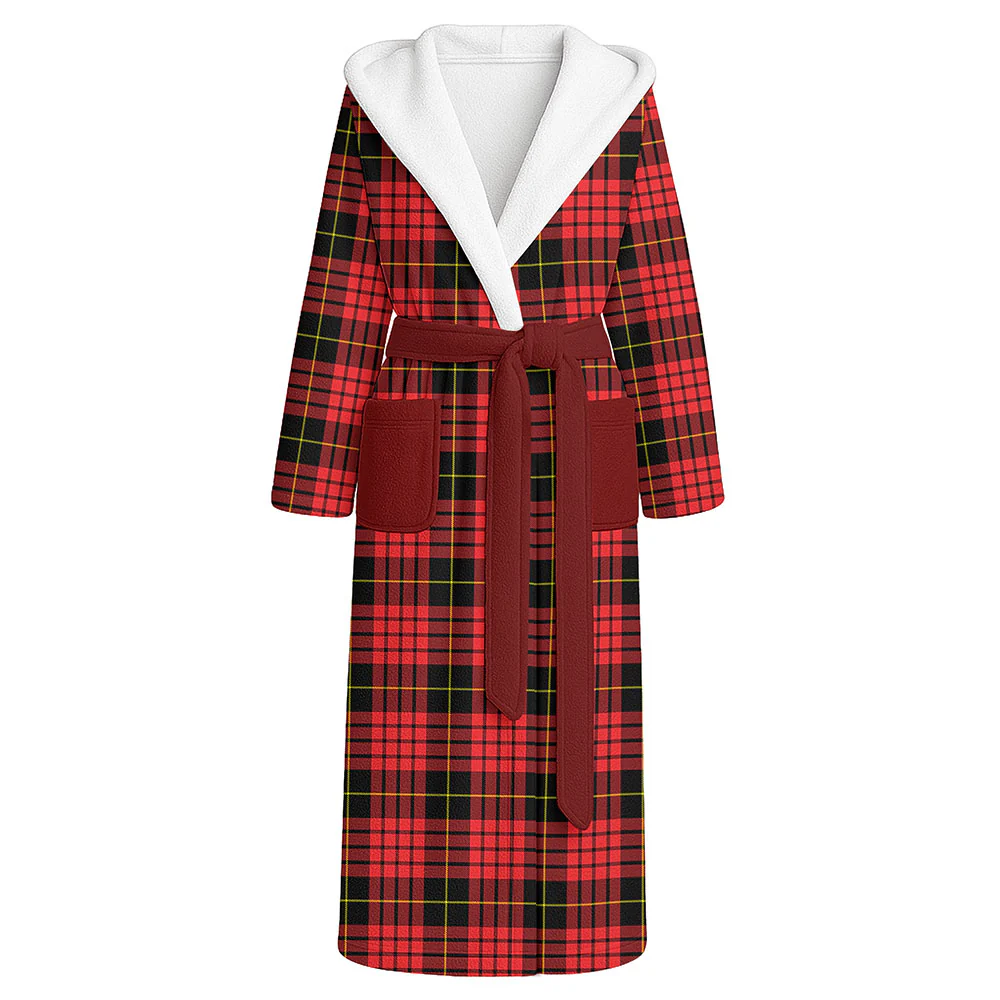 Scottish MacQueen Modern Clan Badge Tartan Flannel Hooded Bathrobe