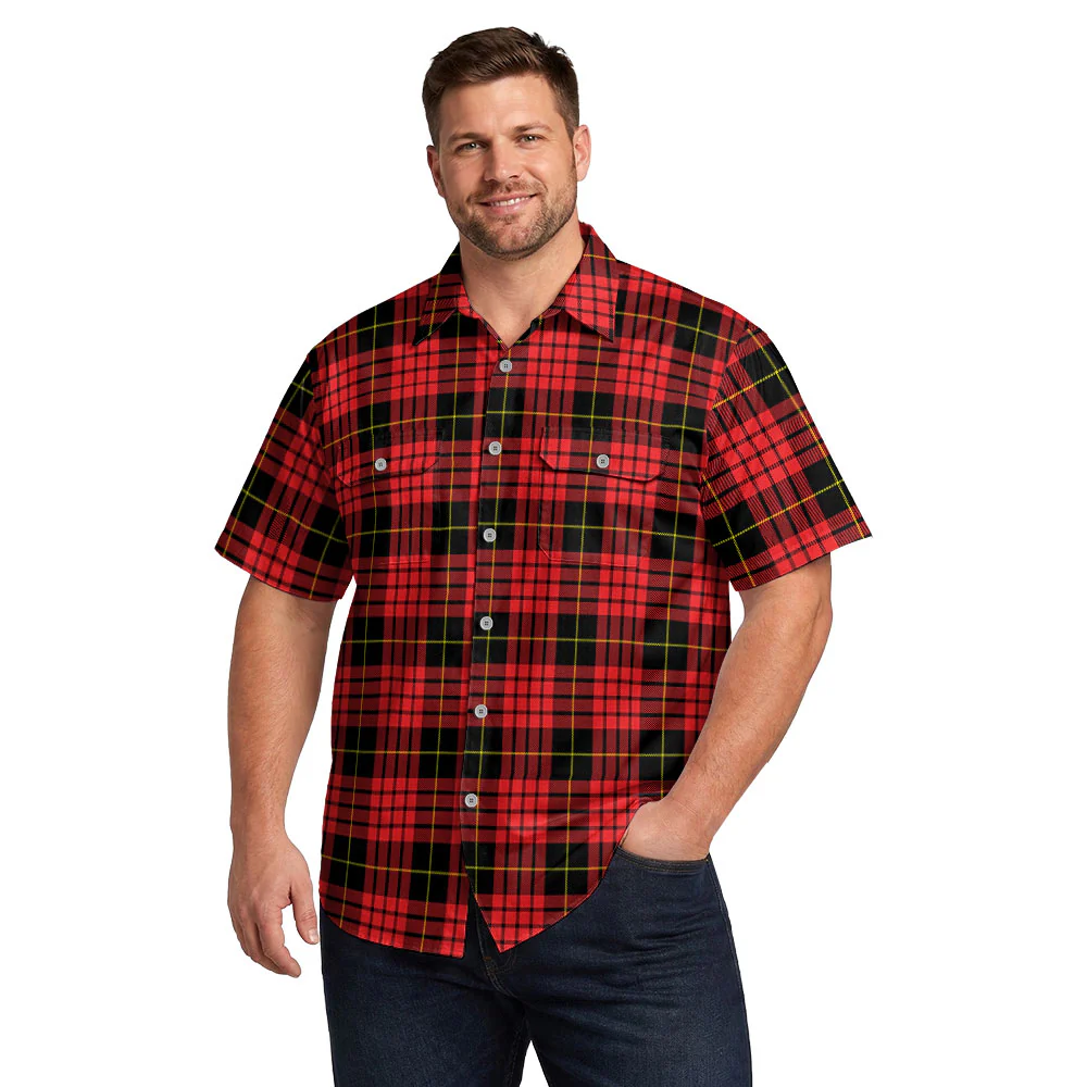 Scottish MacQueen Modern Clan Badge Tartan Short Sleeve Work Shirt - Image 4