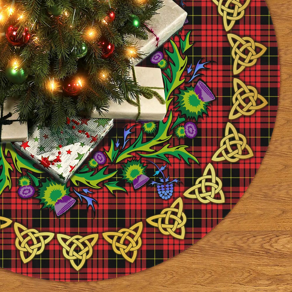 Scottish MacQueen Modern Tartan Thistle Celtic Knot Christmas Tree Skirt - Image 2
