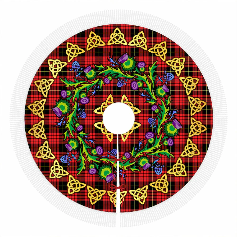 Scottish MacQueen Modern Tartan Thistle Celtic Knot Christmas Tree Skirt - Image 4