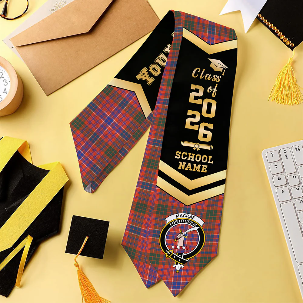 Scottish MacRae Ancient Clan Badge Tartan Graduation Stole Black Gold Honor - Image 4