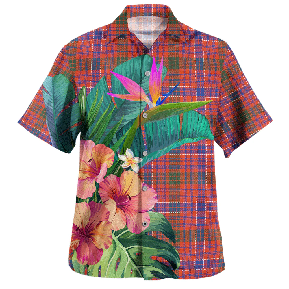 Scottish MacRae Ancient Clan Badge Tartan Hawaiian Shirt Bouquet Tropical Style - Image 2