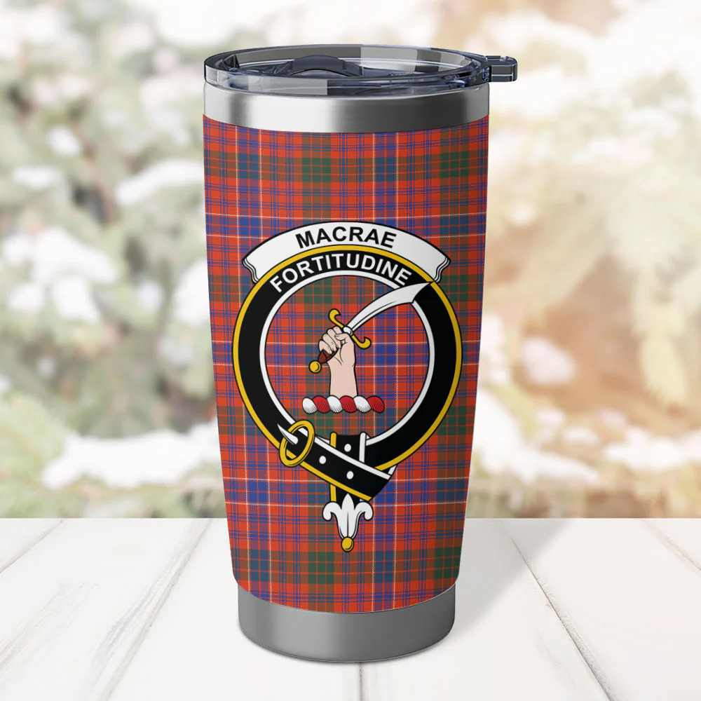 Scottish MacRae Ancient Clan Badge Tartan Tumbler - Image 2