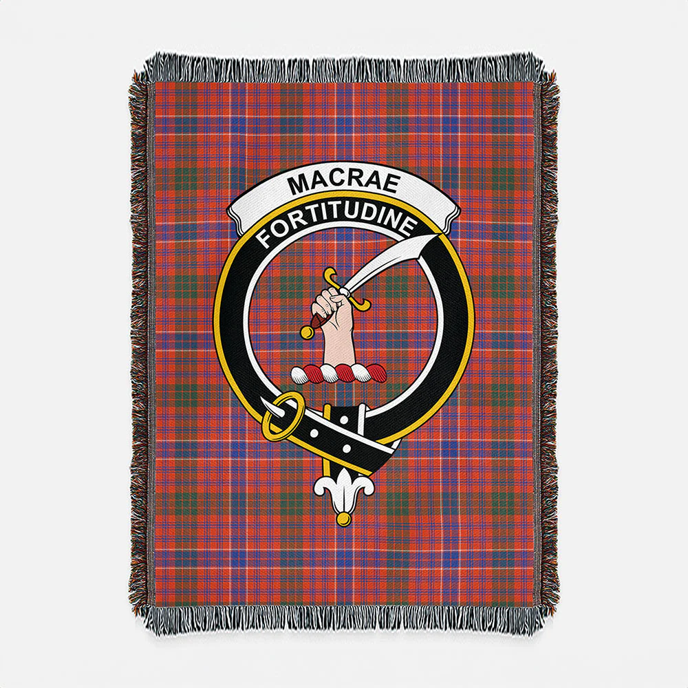 Scottish MacRae Ancient Clan Badge Tartan Woven Blanket - Image 2