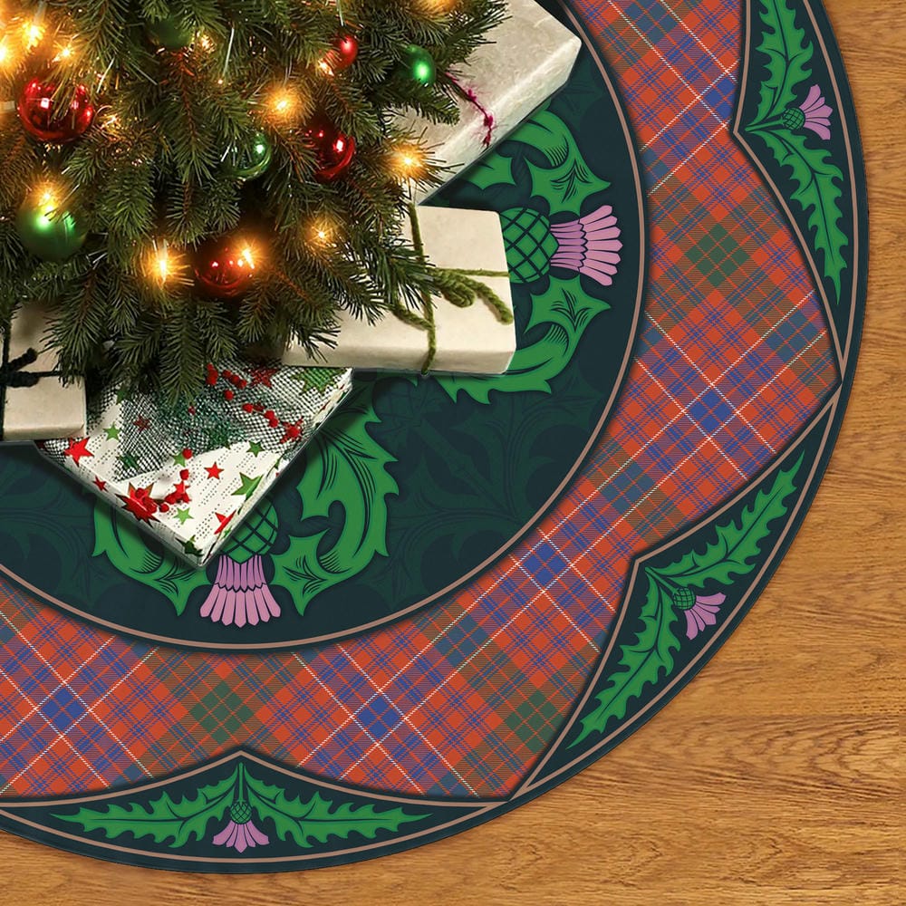 Scottish MacRae Ancient Tartan Christmas Tree Skirt Old Scottish Thistle Flower - Image 2
