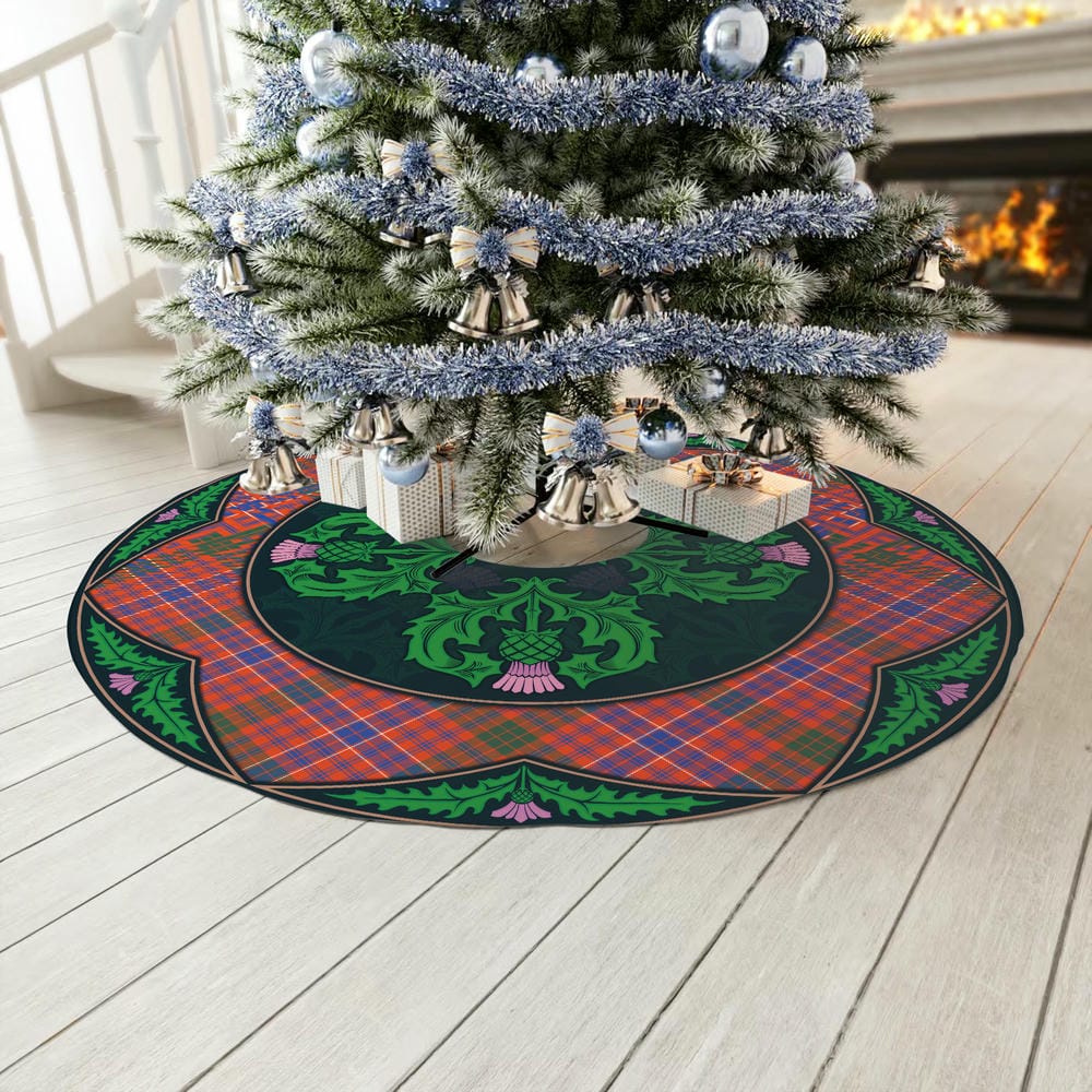 Scottish MacRae Ancient Tartan Christmas Tree Skirt Old Scottish Thistle Flower - Image 3