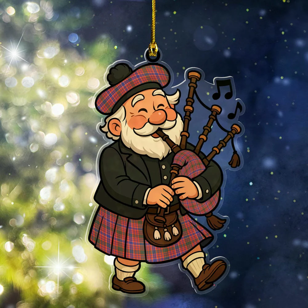 Scottish MacRae Ancient Tartan Ornament Scottish Santa In Kilt