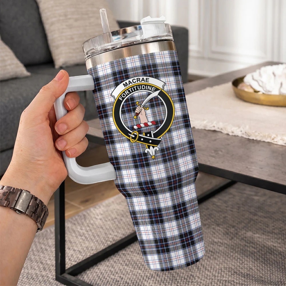 Scottish MacRae Dress Modern Clan Badge Tartan 40oz Tumbler - Image 10