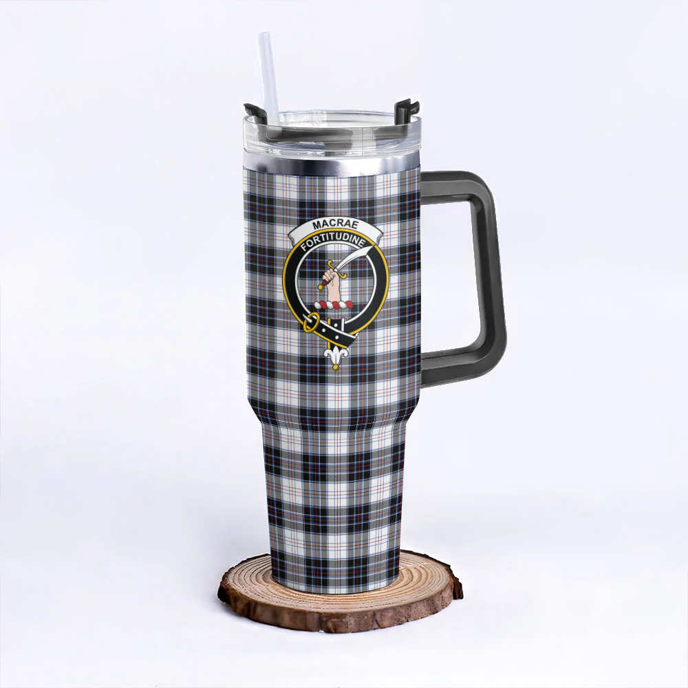 Scottish MacRae Dress Modern Clan Badge Tartan 40oz Tumbler - Image 3