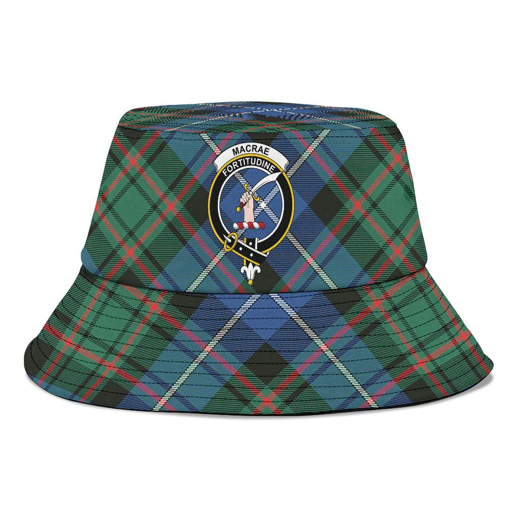 Scottish MacRae Hunting Ancient Clan Badge Tartan Bucket Hat - Image 2