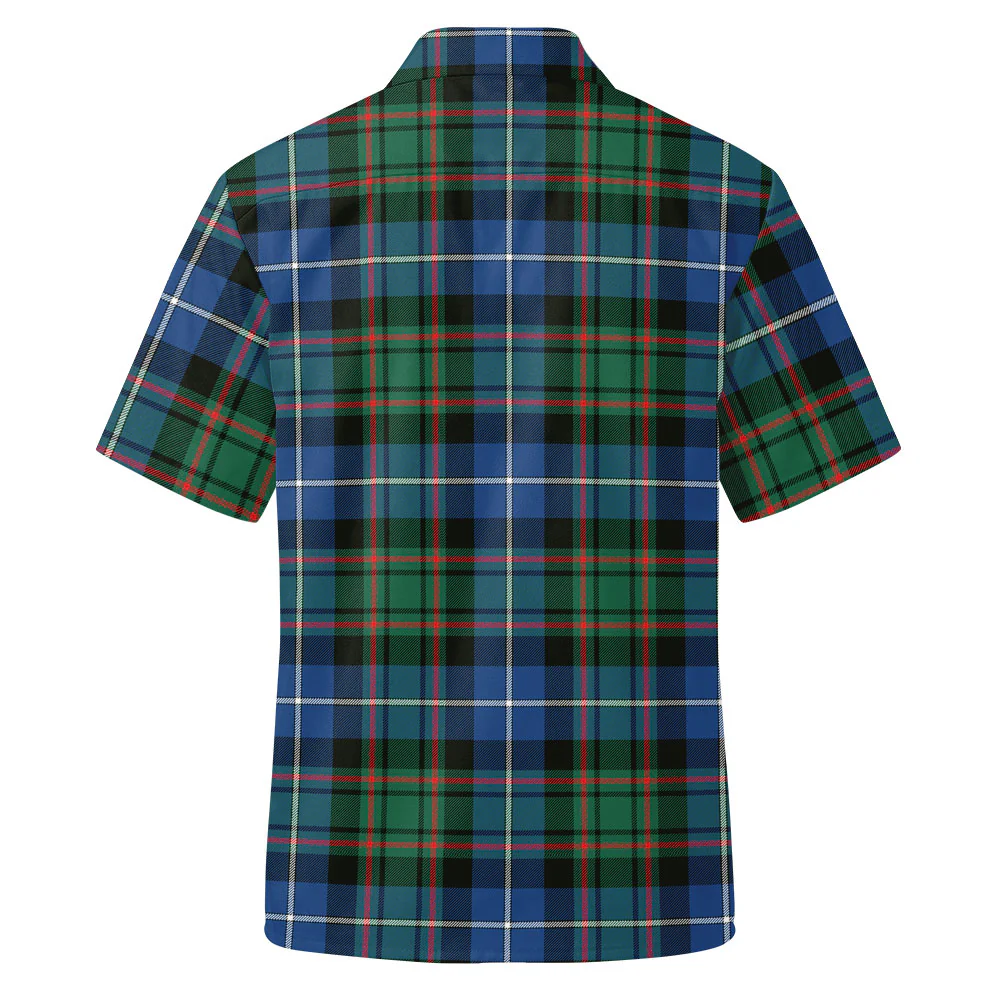 Scottish MacRae Hunting Ancient Clan Badge Tartan Short Sleeve Work Shirt - Image 3