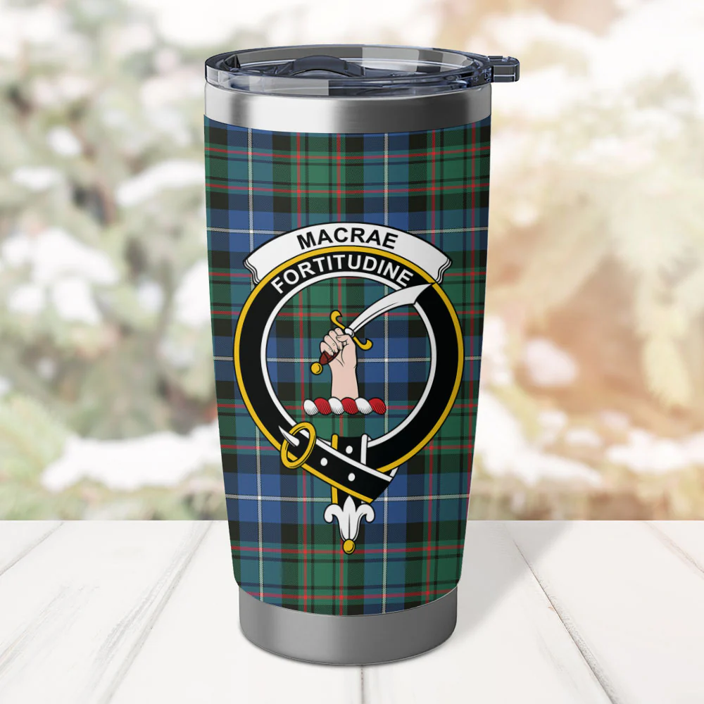 Scottish MacRae Hunting Ancient Clan Badge Tartan Tumbler - Image 2