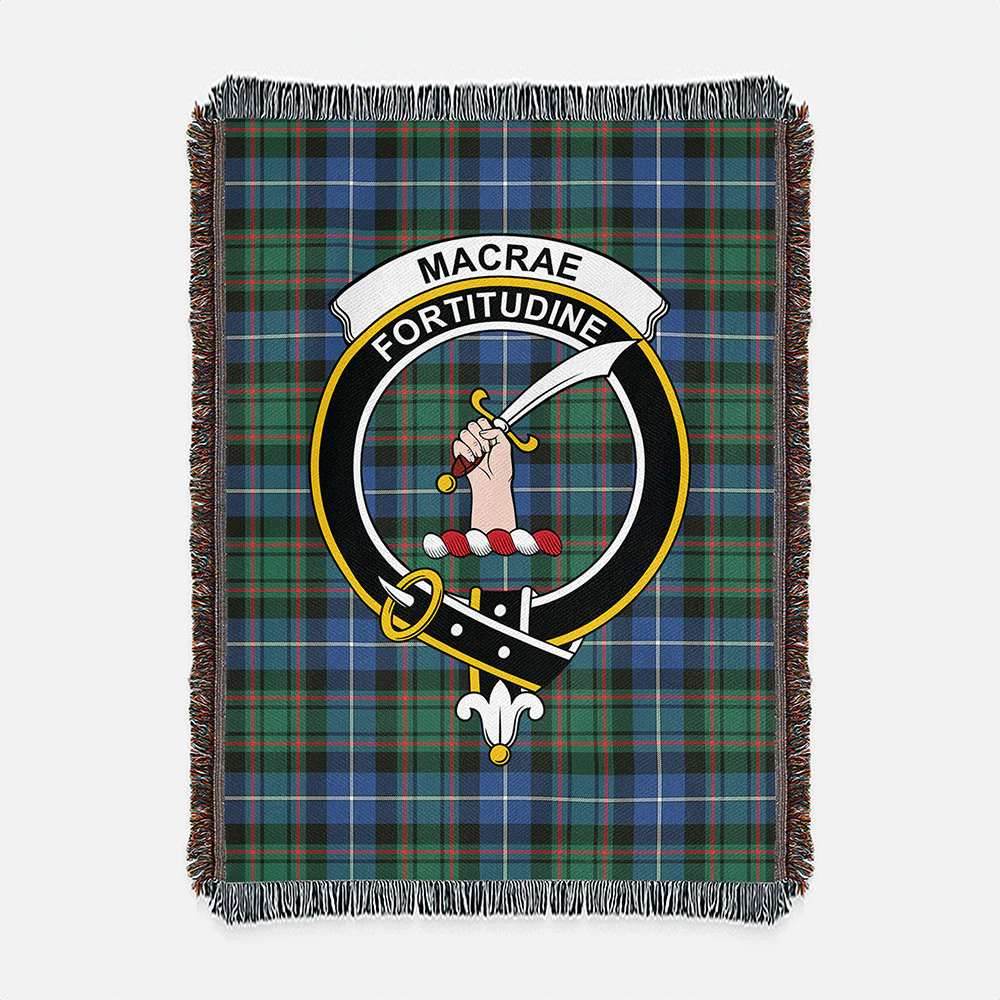 Scottish MacRae Hunting Ancient Clan Badge Tartan Woven Blanket - Image 2