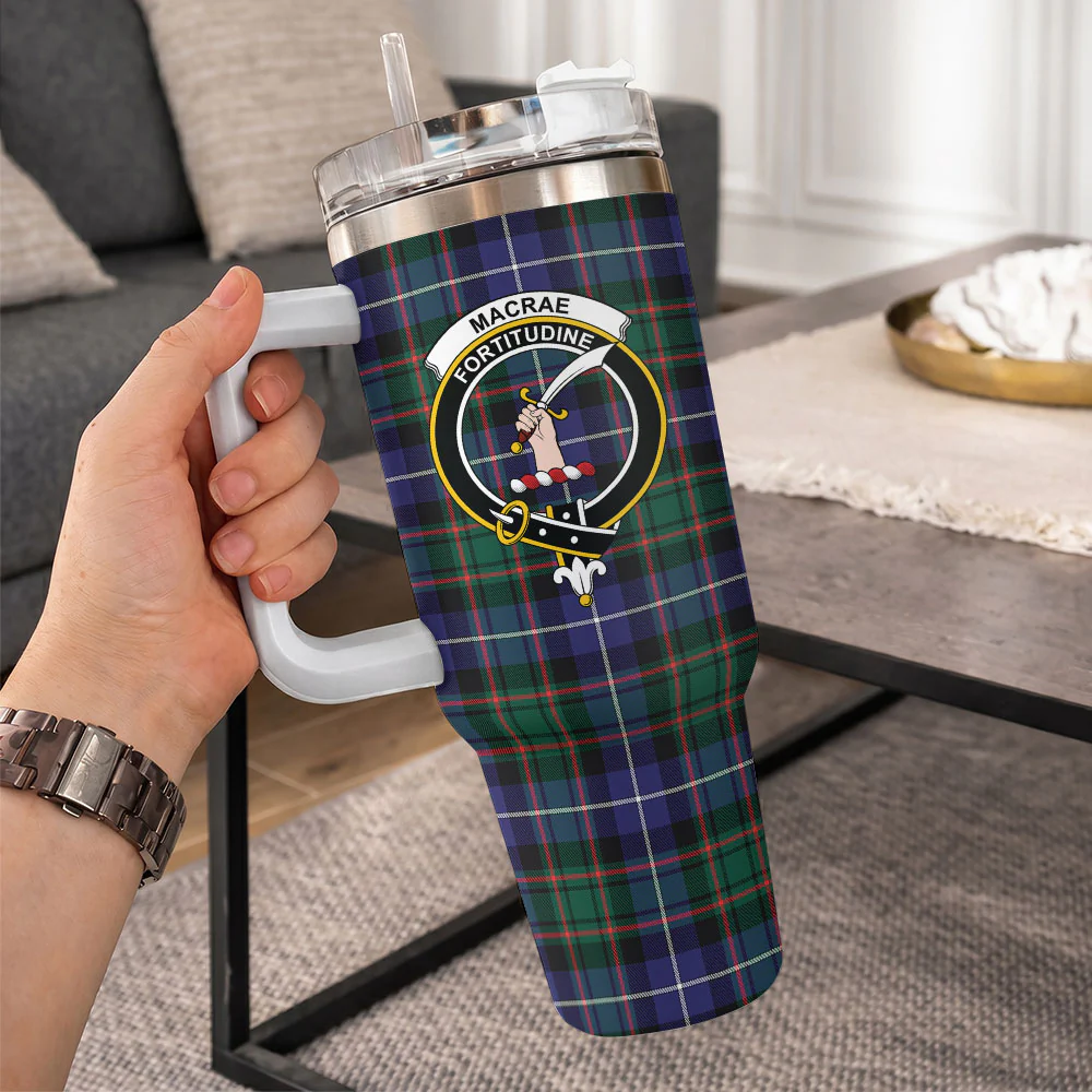 Scottish MacRae Hunting Modern Clan Badge Tartan 40oz Tumbler - Image 10