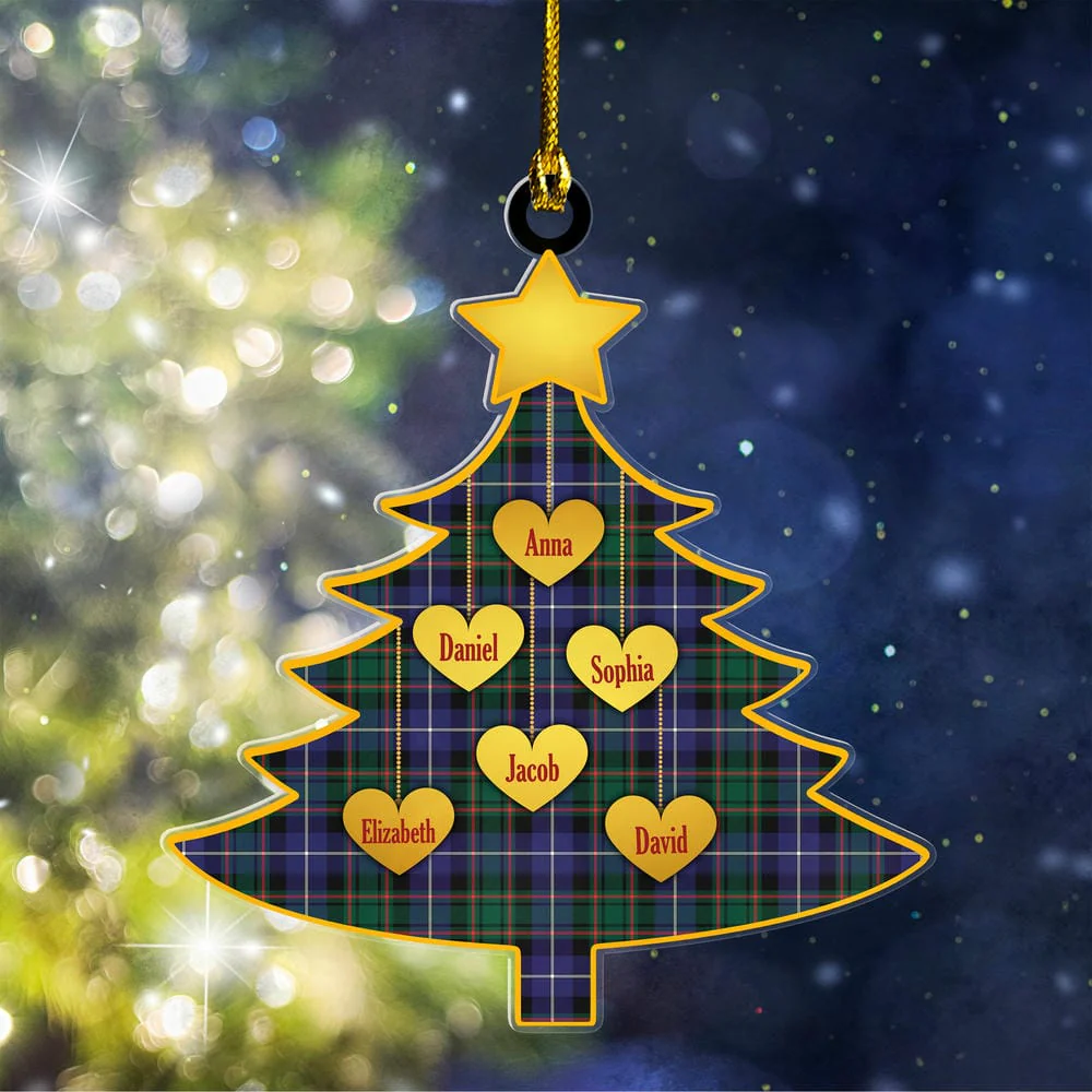 Scottish MacRae Hunting Modern Tartan Ornament Custom Family Christmas Tree
