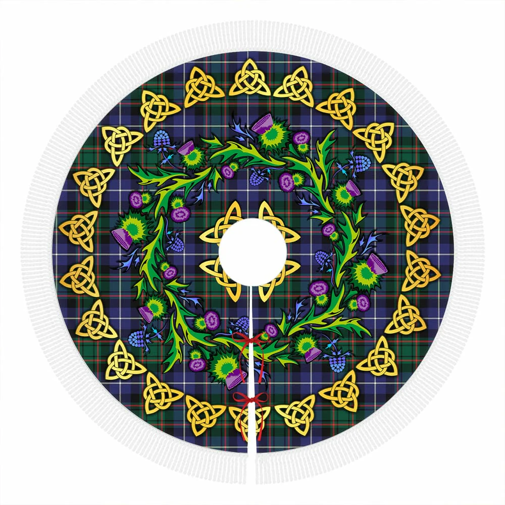 Scottish MacRae Hunting Modern Tartan Thistle Celtic Knot Christmas Tree Skirt - Image 4