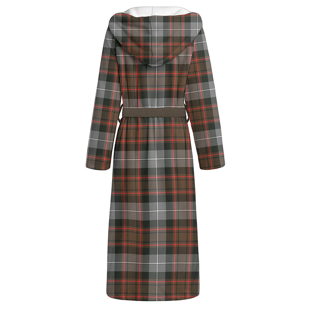 Scottish MacRae Hunting Weathered Clan Badge Tartan Flannel Hooded Bathrobe - Image 2