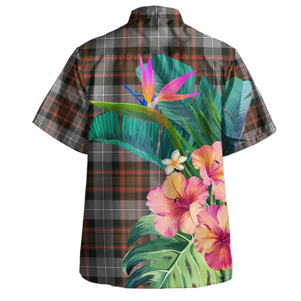 Scottish MacRae Hunting Weathered Clan Badge Tartan Hawaiian Shirt Bouquet Tropical Style - Image 4