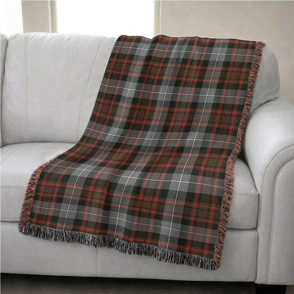 Scottish MacRae Hunting Weathered Clan Badge Tartan Woven Blanket - Image 4