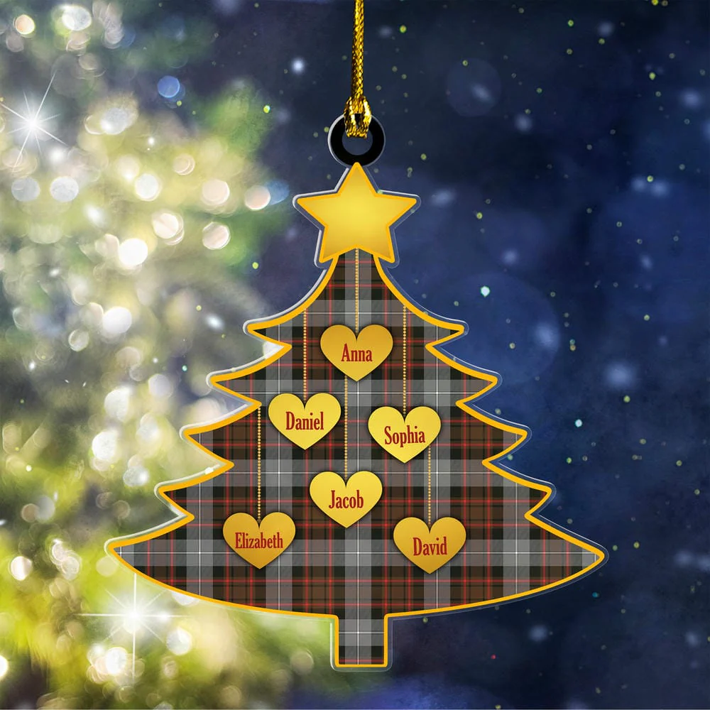 Scottish MacRae Hunting Weathered Tartan Ornament Custom Family Christmas Tree