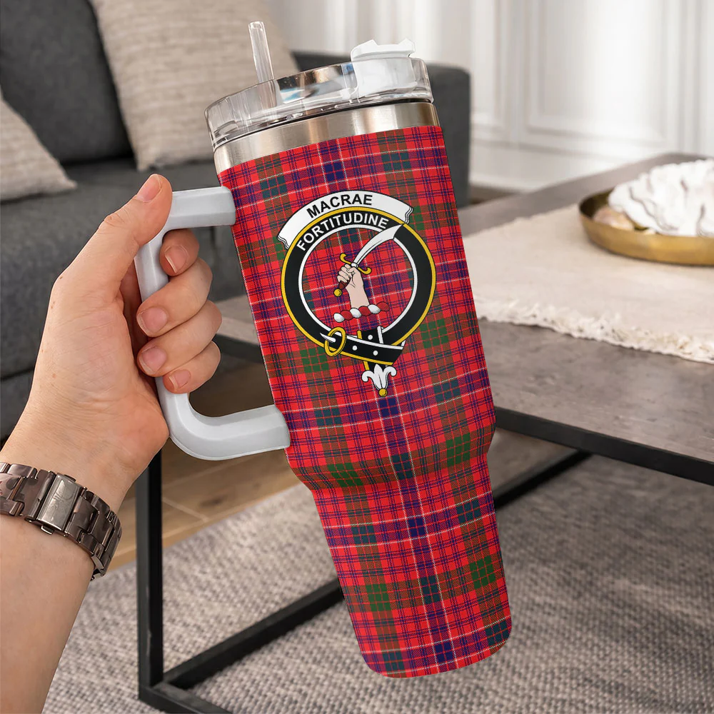Scottish MacRae Modern Clan Badge Tartan 40oz Tumbler - Image 10