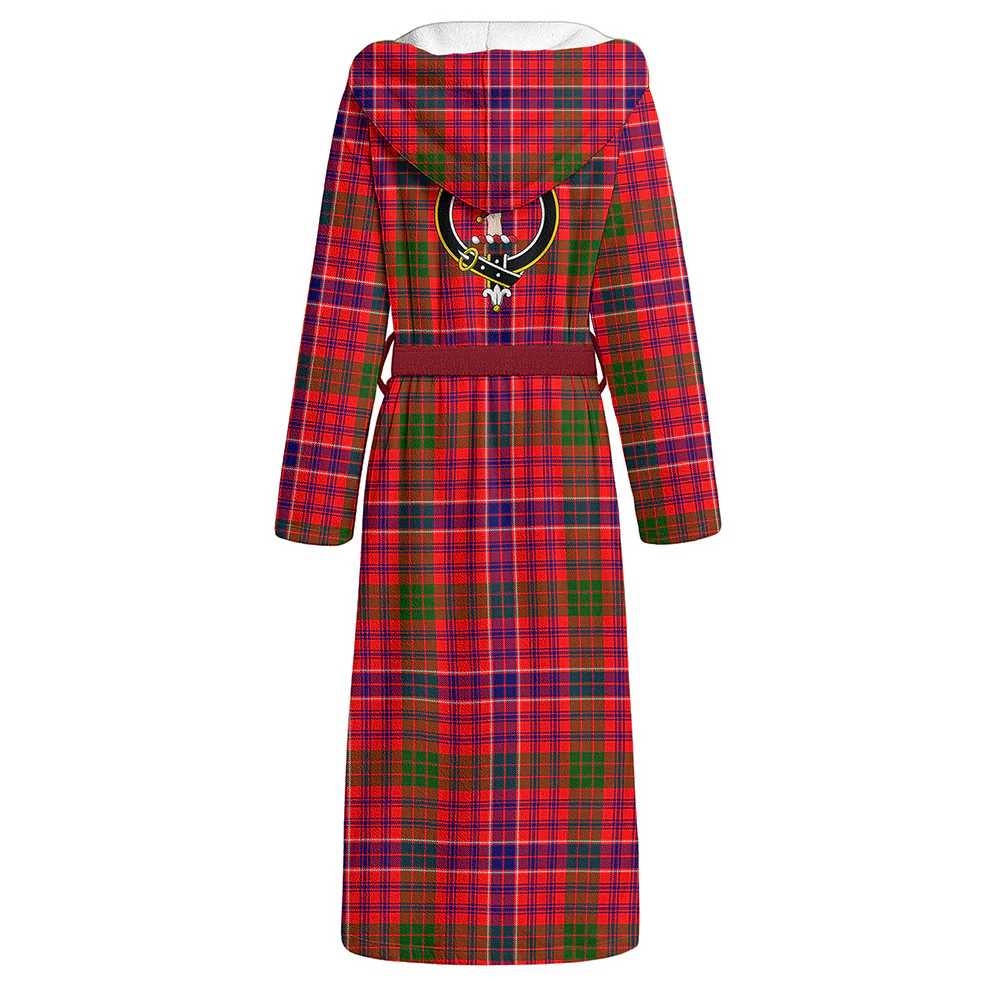 Scottish MacRae Modern Clan Badge Tartan Flannel Hooded Bathrobe - Image 3