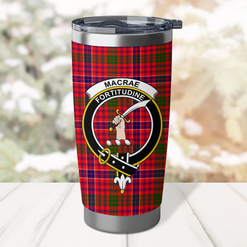 Scottish MacRae Modern Clan Badge Tartan Tumbler - Image 2