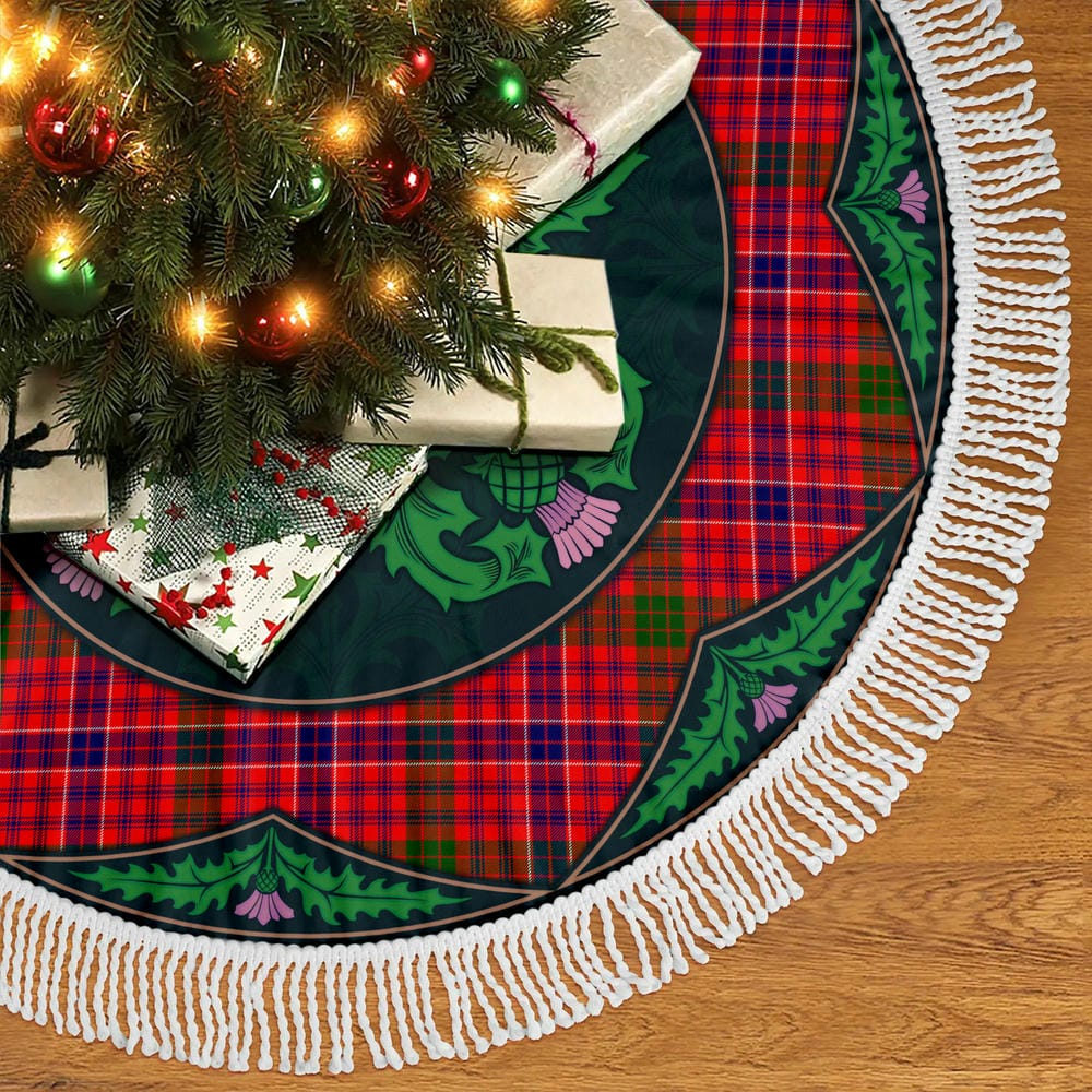 Scottish MacRae Modern Tartan Christmas Tree Skirt Old Scottish Thistle Flower - Image 5