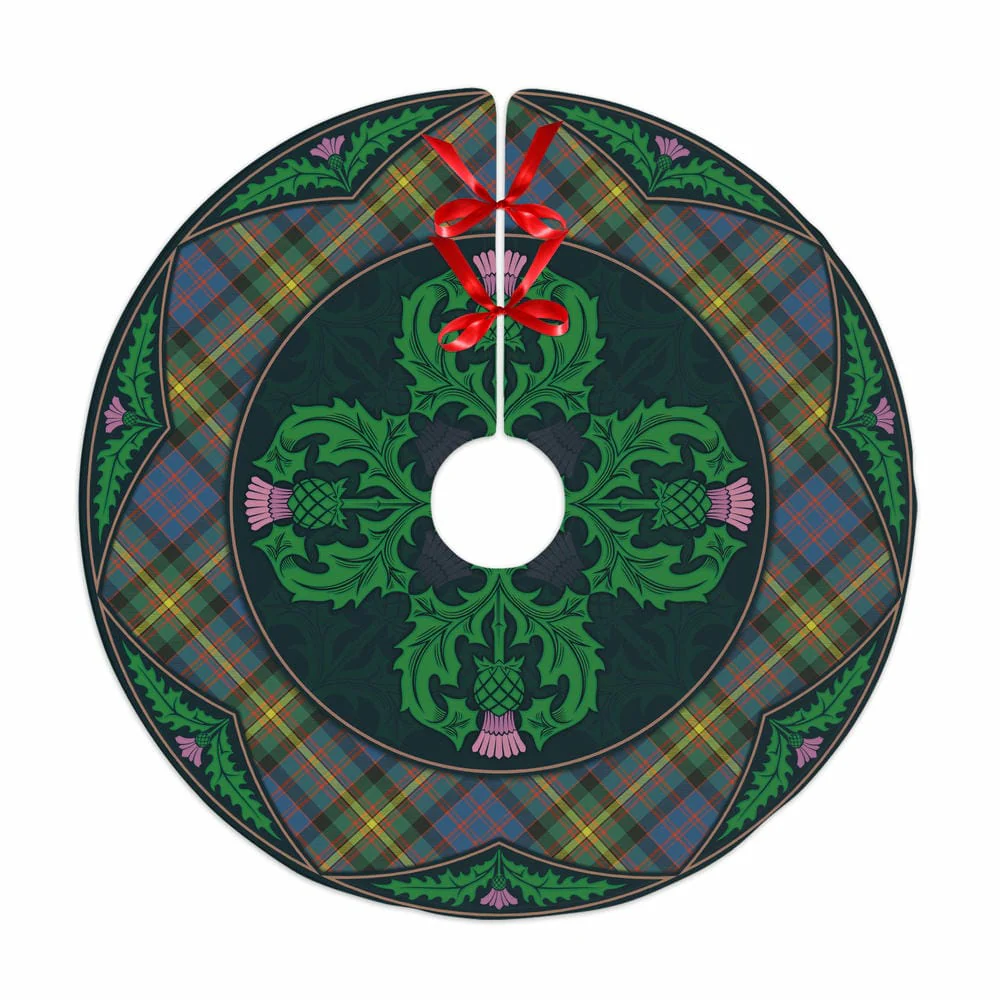 Scottish MacSporran Ancient Tartan Christmas Tree Skirt Old Scottish Thistle Flower