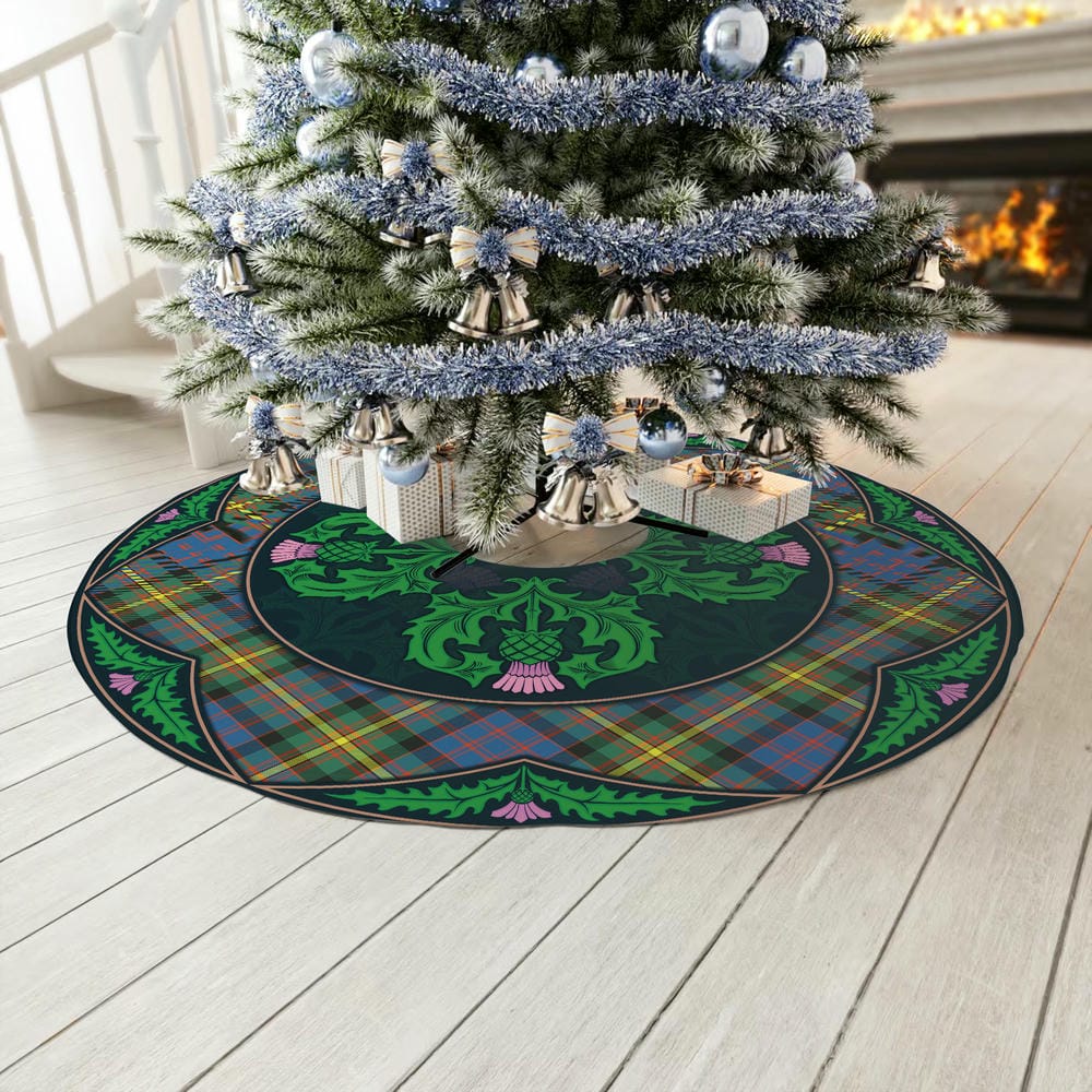 Scottish MacSporran Ancient Tartan Christmas Tree Skirt Old Scottish Thistle Flower - Image 3