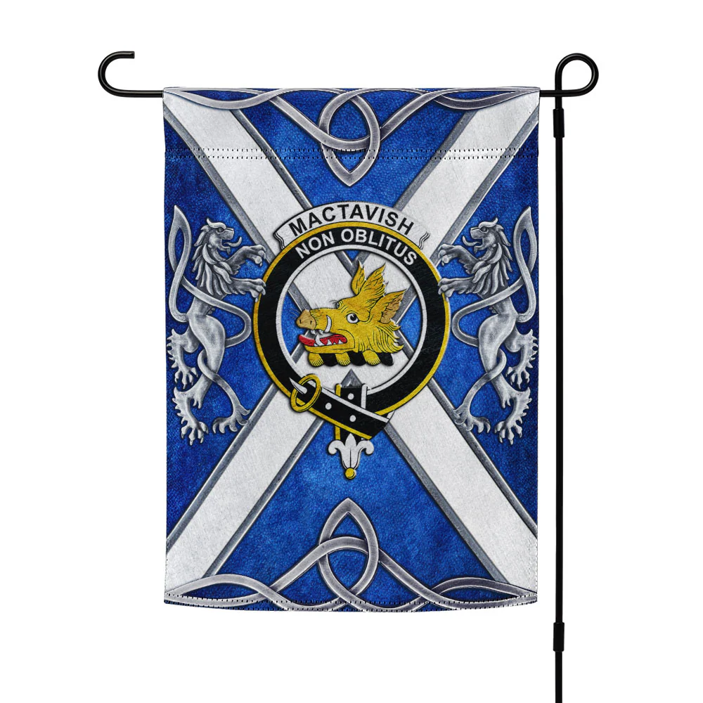 Scottish MacTavish Clan Badge Garden Flag Silver Rampant Lion Emblem