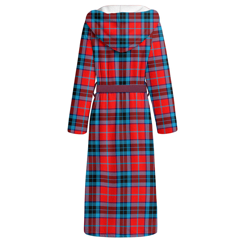 Scottish MacTavish Modern Clan Badge Tartan Flannel Hooded Bathrobe - Image 2