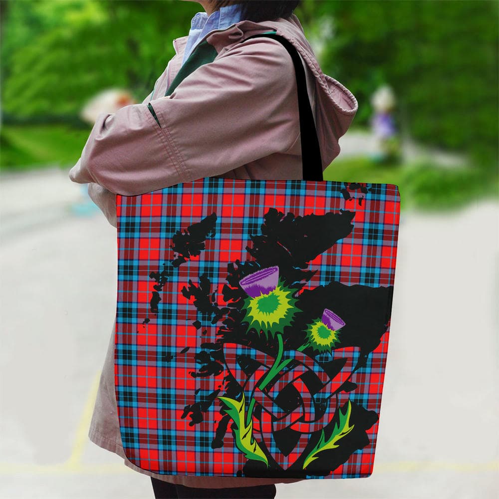 Scottish MacTavish Modern Tartan Canvas Bag With Shoulder Strap With Thistle - Image 2