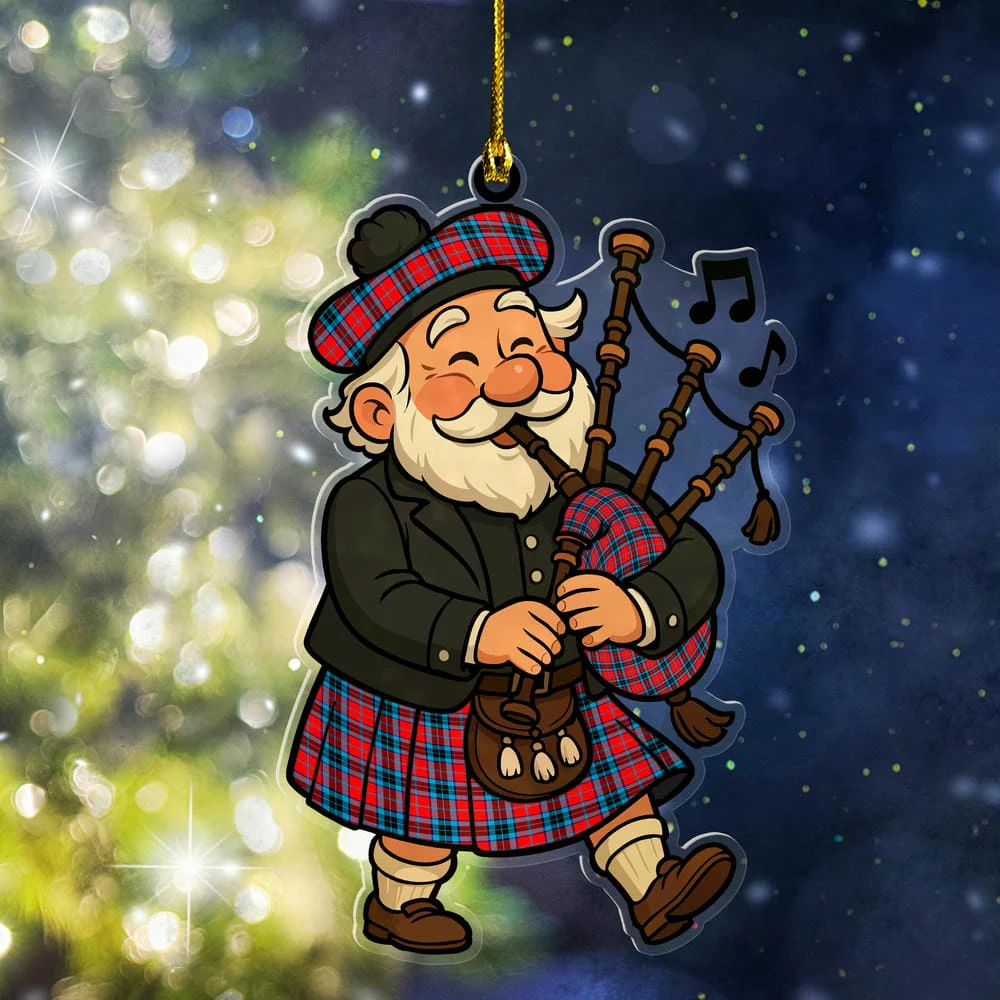 Scottish MacTavish Modern Tartan Ornament Scottish Santa In Kilt