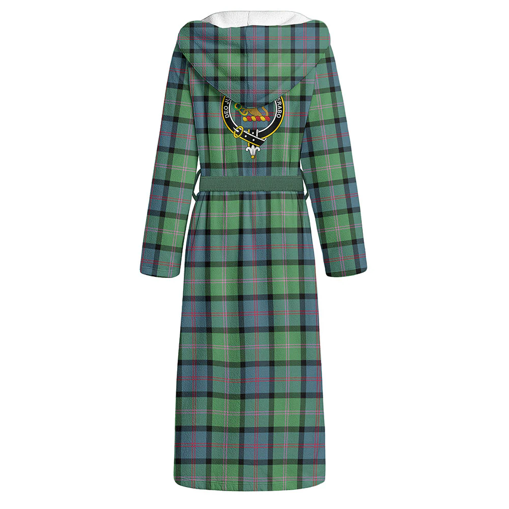 Scottish MacThomas Ancient Clan Badge Tartan Flannel Hooded Bathrobe - Image 3