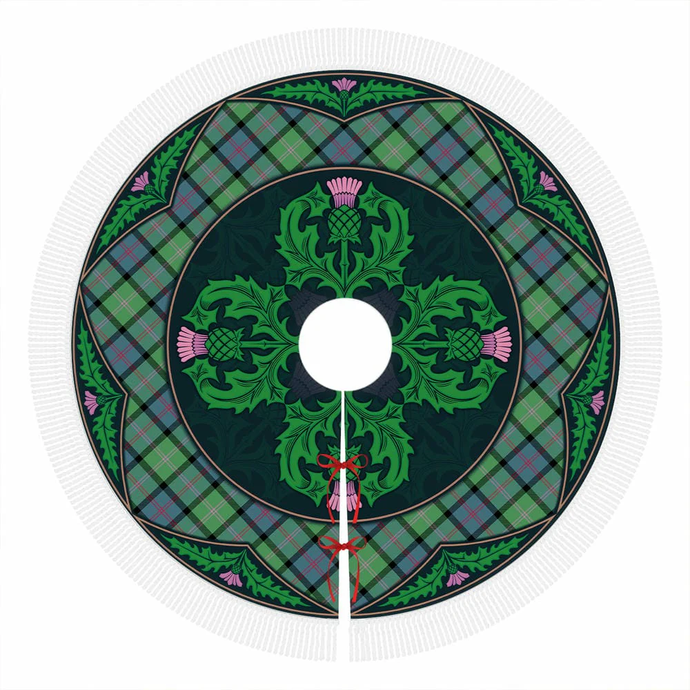 Scottish MacThomas Ancient Tartan Christmas Tree Skirt Old Scottish Thistle Flower - Image 4