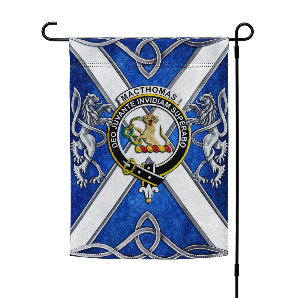 Scottish MacThomas Clan Badge Garden Flag Silver Rampant Lion Emblem