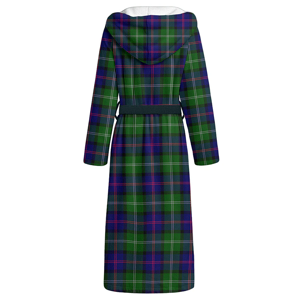 Scottish MacThomas Modern Clan Badge Tartan Flannel Hooded Bathrobe - Image 2